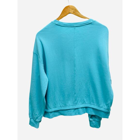 Athleta Blue Pullover‎ Sweatshirt Small Drop Shoulder Oversized Fit Cozy Lounge - Picture 7 of 8